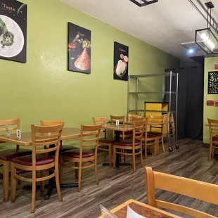 tables and chairs in a restaurant