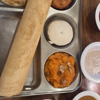 Tiffin Thali (IdlyVadaPlain Mini DosaVen PongalRava Kesari)