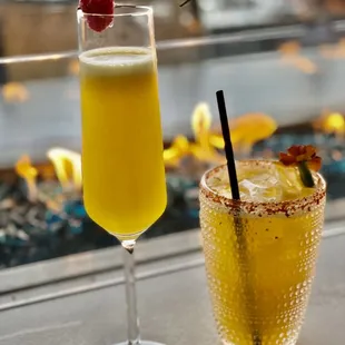 Our cocktails out on the patio while waiting for our dinner reservation