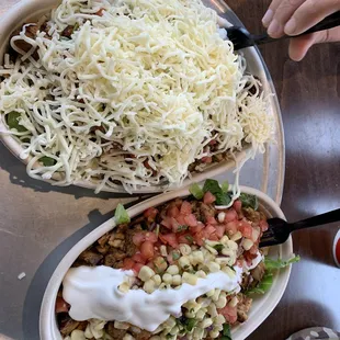 Bowl (with pretty much everything) and a salad