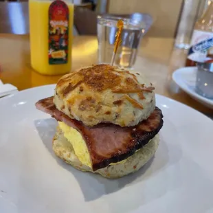 Ham and egg biscuit