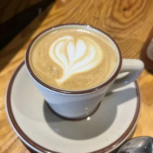 a cup of cappuccino on a saucer