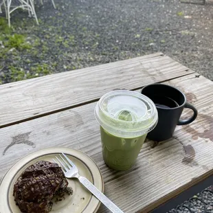 Scone, matcha and americano