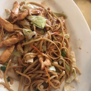 Tried the pan fried chicken noodles, really big portion at $12. Also came with soup