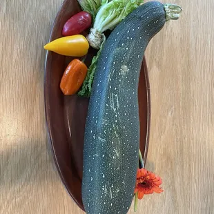 Decorating a table a beautiful zucchini