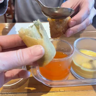 What's left of our egg rolls