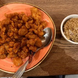 Crunchy Chicken with fried rice