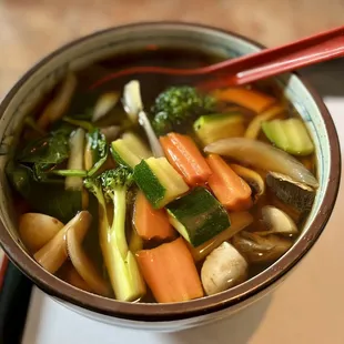 Udon. Lots of veggies and great flavor.
