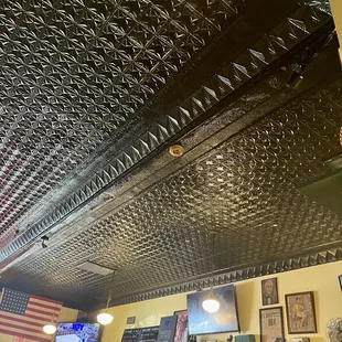 Cool indoor tin ceiling