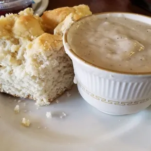 My biscuit and gravy. And that&apos;s a plate, not a saucer.