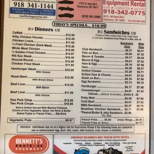 sushi and sashimi, menu