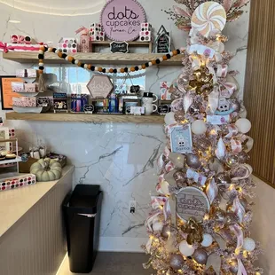 a christmas tree in a shop