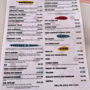 sushi and sashimi, menu