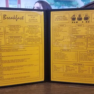 Breakfast menu
