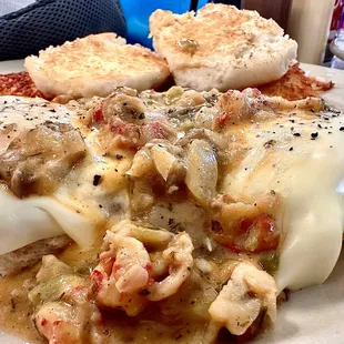 Biscuit Benedict with Crawfish Julie Sauce!