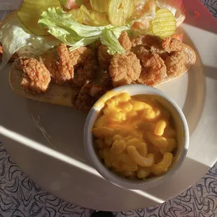 Fried Shrimp Po-Boy - Mac and Cheese was not good and the tails were not removed from the shrimp.