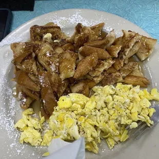French toast cut up &amp; eggs