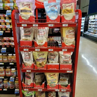 a display of food items