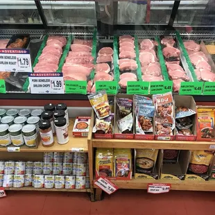 a meat section of a grocery store