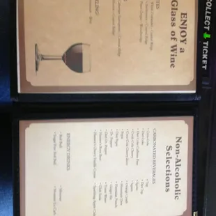 a menu for a wine tasting