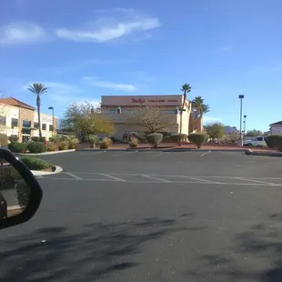a parking lot in the foreground