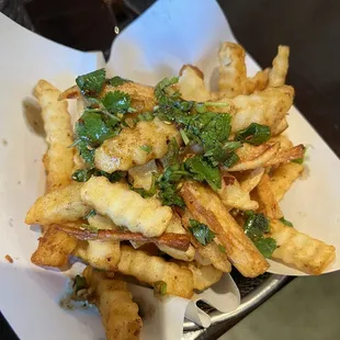 a plate of french fries