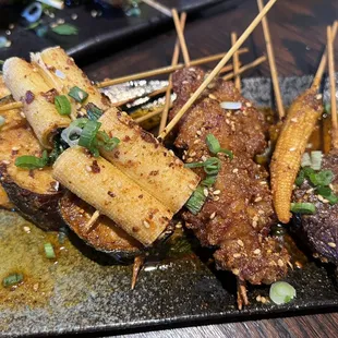 a close up of a plate of food