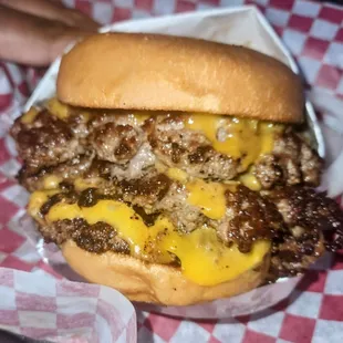 Triple OG smash burger 3 patties x 3 cheese