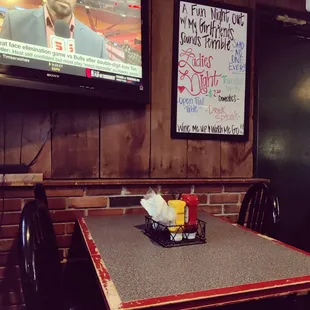 a television and a table