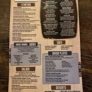 Food &amp; Beer/Cocktail Menu