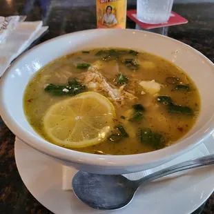 Greek lemon chicken soup.