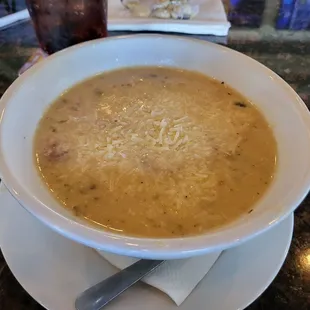 Cracked chicken  soup .   No crack in it.