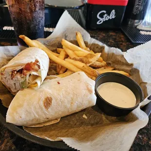 Turkey  club wrap with freedom  fries !