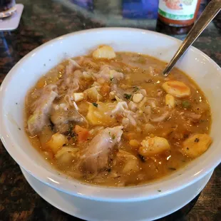Loaded turkey soup .