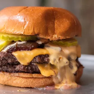 cheeseburger with pickles and pickles