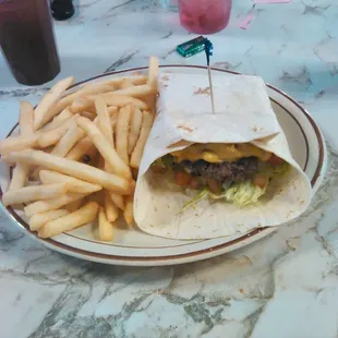A tortilla burger