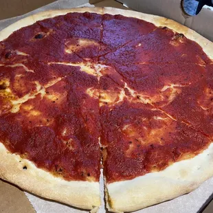 Thin upside down pizza