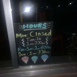 Updated hours as of 01/26/23