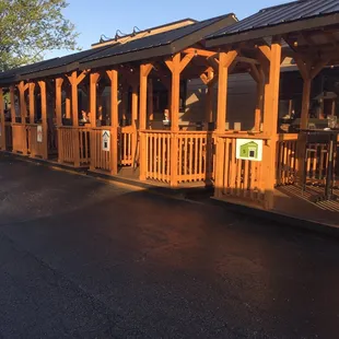 Outside seating "dog house" distanced