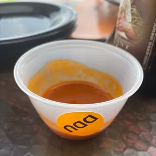 Double dog dare you, prob too spicy for most but for me it is the perfect heat for wings.  Great flavor too.