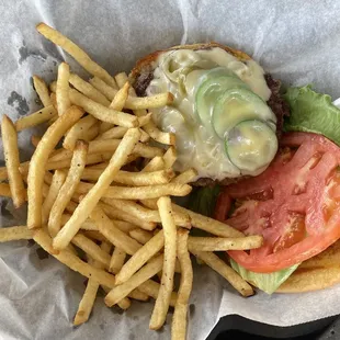 Jalapeño burger and fries