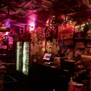 a bar with neon lights