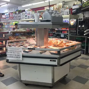 Deli section. They had a whole cooked lobster for $5.99, lol!