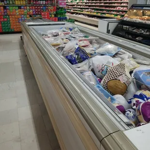a frozen section of a grocery store