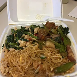 Deli lunch pad thai, gai lan amd ong choy for 6.99.  Not a bad deal but very spicy.