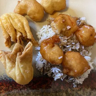 Sweet and Sour Shrimp | Steamed Rice | Crab Puff