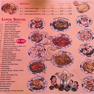 the menu for lunch special