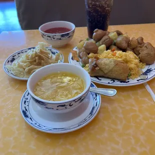 Sweet and Sour Pork with egg drop soup - a lunch special