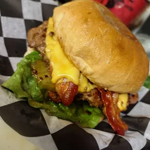 Bacon cheeseburger straight off the grill