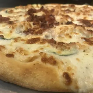Creamy Chicken Zucchini - Creamy Alfredo Sauce, Zucchini, Mozzarella, Chicken, Bacon, Smoked Provolone
